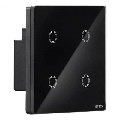 Interruptor Touch Wi-fi Smarteck 4 Módulos com Comando de Voz Preto Steck SMCI4PS2 Bivolt