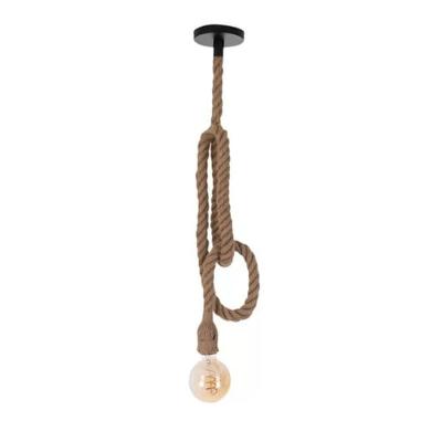 Pendente Corda 2056 com 1 Lâmpada E-27 Estilo Rústico Natural Cabo Ajustável Até 1800mm Nordecor