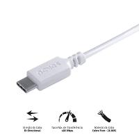 Cabo Para Celular Smartphone Usb A 2.0 Para Usb Tipo C 50 Cm Branco - Puacb-05 - 15