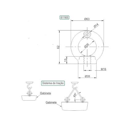 Argola de Suspensão M16 700kg em Aço Forjado Zincado Branco Tasco