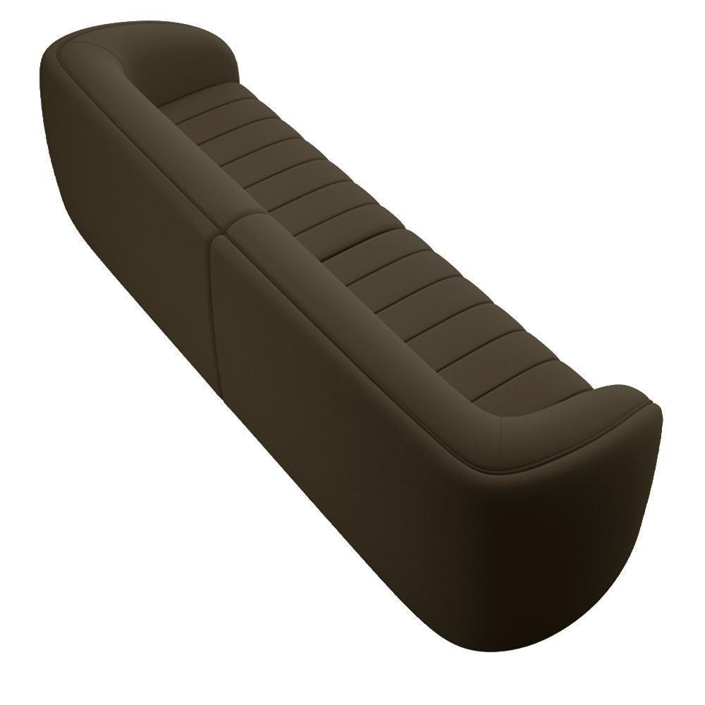 Sofá 05 Lugares Para Sala De Estar 332 Cm Lazio M03 Veludo Marrom - Lyam Decor - 6