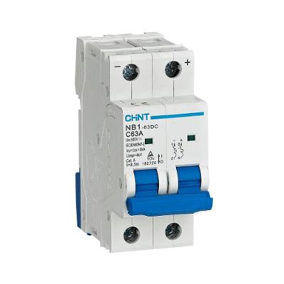 Disjuntor Bipolar NB1-63DC com Proteção Sobrecarga e Curto-Circuito Curva C Inox Chint 25A 6KA