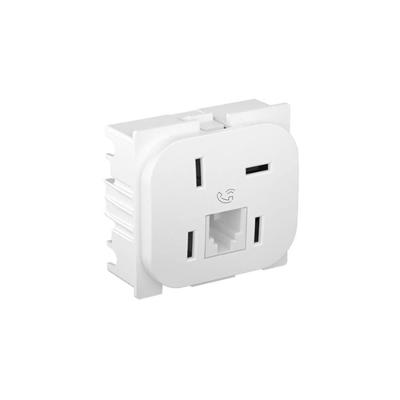 Tomada Telebras + RJ11 Modelo 663070 Conexão Integrada Branco Pial Bivolt