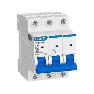 Disjuntor Tripolar NXB-63H Proteção Contra Sobrecarga e Curto-Circuito Inox Chint 10000A 415VCC~