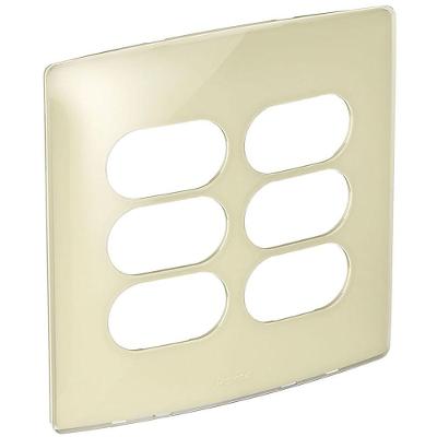 Placa 3+3 Postos Separados 4x4 663434 Quinoa Gloss Nereya Creme Pial