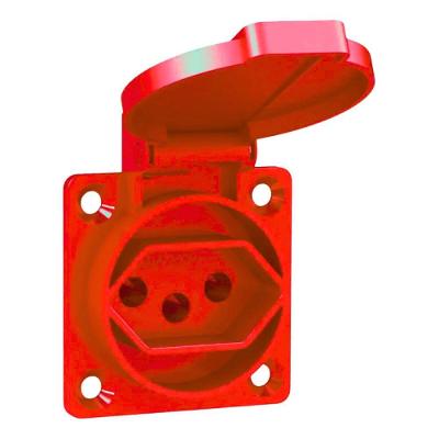 Tomada Industrial 7883042 2P+T 20A 220V com Tampa Vermelha Rohdina