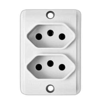 Tomada Externa 257-1 Dupla Retangular 2P+T 20A Bivolt Branco Pezzi
