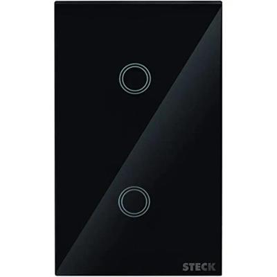 Interruptor Touch Wi-fi Smarteck 4x2 2 Módulos com Comando de Voz Preto Steck SMCI2PS1