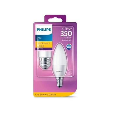Lâmpada LED Vela Leitosa 3,5W E-14 2700K com Adaptador 929001324311 Philips