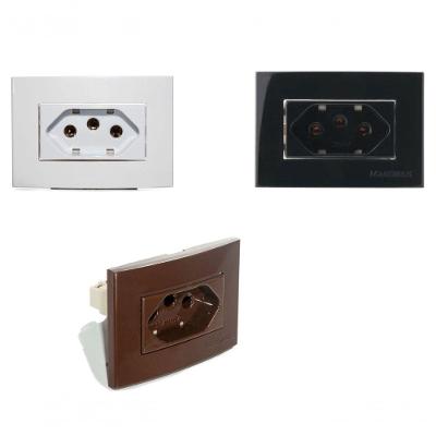 Conjunto Embutir Linha Móveis Tomada Ref.17807 20A 250V Marrom Margirius