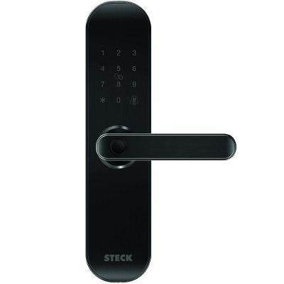 Fechadura Smarteck com Wi-Fi Acionamento por Impressão Digital e Senha para Portas Alumínio Preto