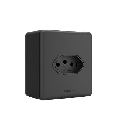 Conjunto Tomada 20A 2P+T 329-EN-CPP Bivolt Design Simples Superfície Polida Preto Enerbras