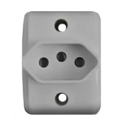 Tomada Externa 147-3 2P+T Bivolt 20A Retangular Cinza Pezzi para Uso em Ambientes Umidos