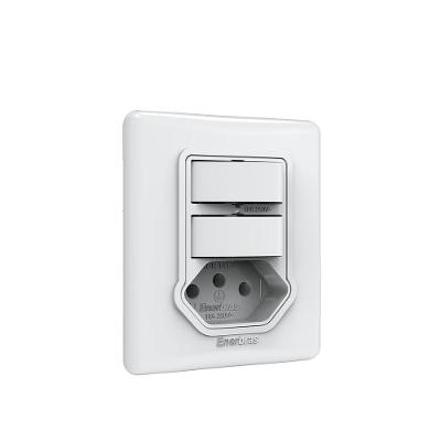 Conjunto de Interruptores e Tomada 328-ESN 2 Interruptores Simples 1 Tomada 10A Branco Enerbras