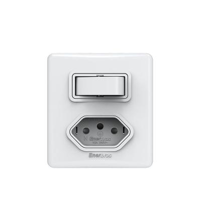 Conjunto de Interruptor e Tomada 309-ESN Simples 10A Branco Enerbras