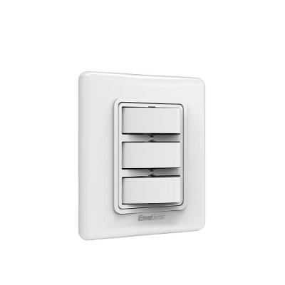 Conjunto 3 Interruptores Simples 308-ES Design Discreto Superfície Polida Branco Enerbras