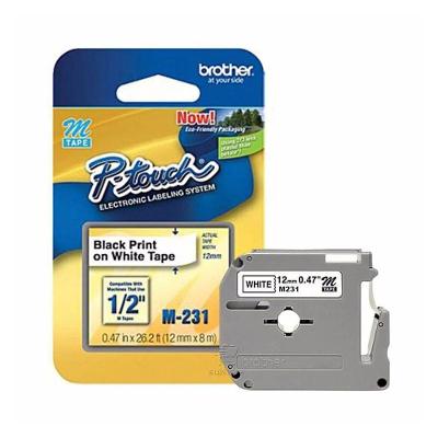 Fita para Etiquetador Brother M-231 PT-70-80 Adesiva Impressao Nitida 12MM Branco