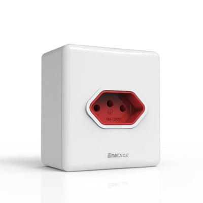 Conjunto Tomada 310-ENVM 10A 2P+T Design Simples Vermelho Enerbras