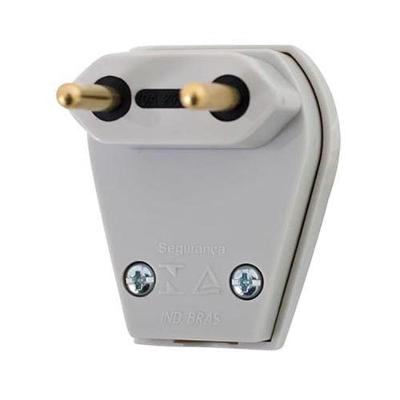 Pino de Junção Macho 1076-3 Conector Elétrico 2P 10A Bivolt Cinza Pezzi