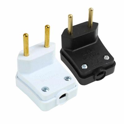 Conector Elétrico Pino 2P 10A 250V 90º Macho Gigante Ângulo 90 Graus Branco Perlex