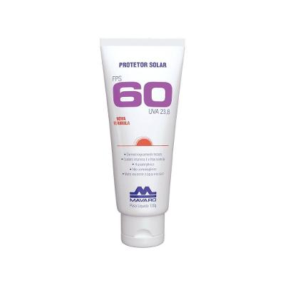 Protetor Solar FPS60 FPS 60 UVA23,8 Toque Seco Hipoalergênico Branco Mavaro