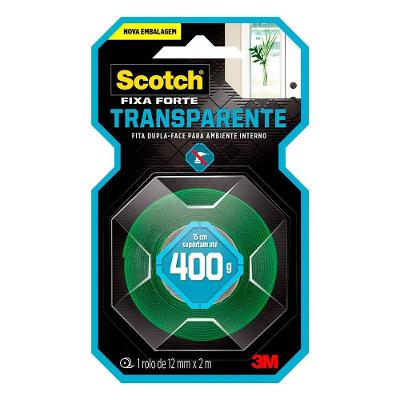 Fita Adesiva HB004419873 Dupla Face Fixa Forte 3M Transparente 12MM 2MTS