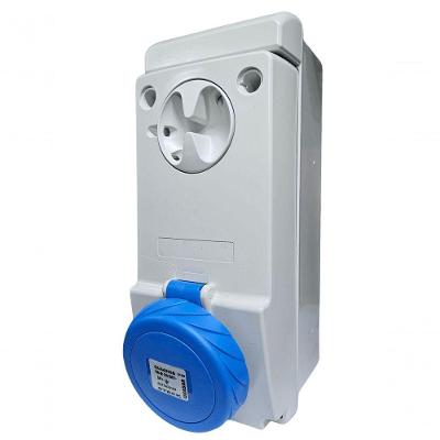 Tomada Industrial QUA4009B 3P+T com Bloqueio Mecânico Azul Steck 16A 220V