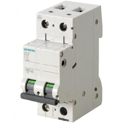 Disjuntor Miniatura 5SL6210-7MB Bipolar C 10A Proteção Táctil Siemens