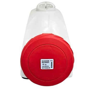 Tomada Industrial QUA4546B 3P+T 63A 380-415V IP65 com Bloqueio Vermelho Steck