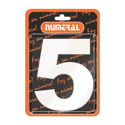 Placa de Alumínio N graus  5 para Identificação Residencial Branco Numeral Resistente 5CM