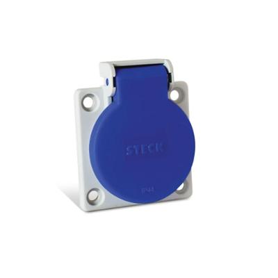 Tomada Industrial Quasar Embutir 2P+T 20A 250V IP44 Azul Steck