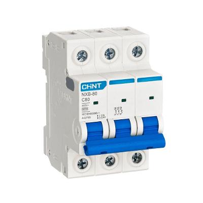 Disjuntor Tripolar NXB-80 3P Proteção Contra Sobrecarga e Curto-Circuito Inox Chint 70A 6000A