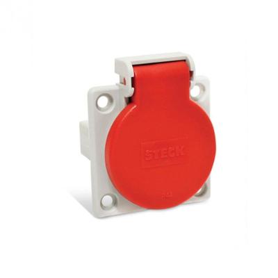 Tomada Industrial S8641vm 20A 2P+T 250V IP44 com Tampa Vermelha Steck