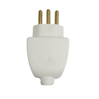 Plugue Macho Pial Conecta 2P+T Profissional Reforcado Saida Lateral e Axial Branco Pial Bivolt