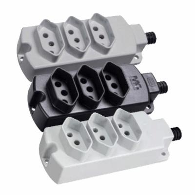 Tomada Multipla TMU3-320 2P+T Tripla 20A Bivolt INMETRO NBR 14136 Cinza Margirius