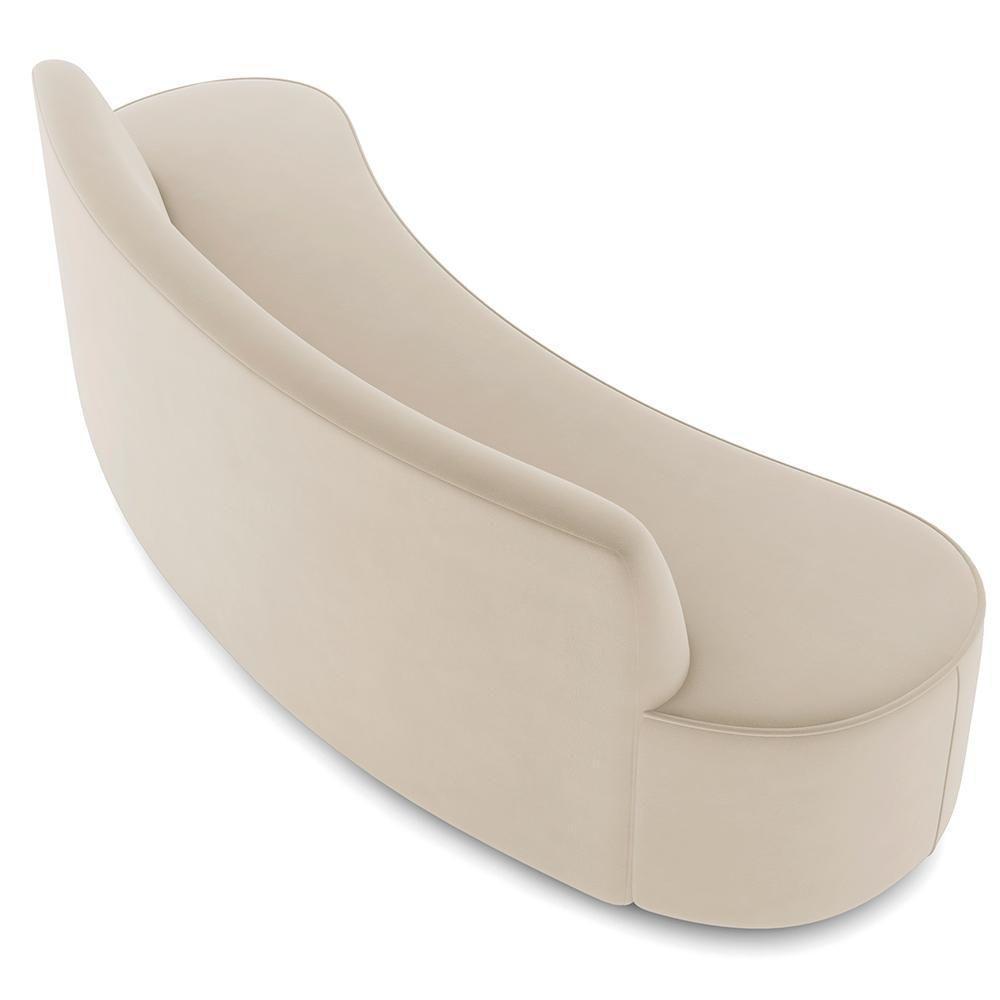 Sofá 4 Lugares Curvo Sala De Estar Living Cancún D02 Veludo Bege 230 Cm C-309 - 4