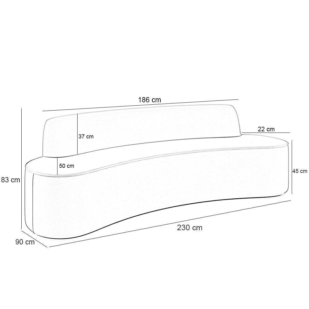 Sofá 4 Lugares Curvo Sala De Estar Living Cancún D02 Veludo Bege 230 Cm C-309 - 7