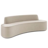 Sofá 4 Lugares Curvo Sala De Estar Living Cancún D02 Veludo Bege 230 Cm C-309 - 1