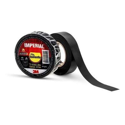 Fita Isolante Imperial com Isolação Elétrica e Resistência a UV Preto 3M Brasil 18MM X 20MT