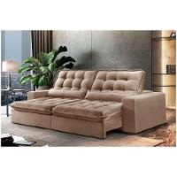 Sofá 4 Lugares Retrátil Orion 2.50m Veludo Bege Móveis Mix Bege - 1