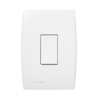 Conjunto Placa Vertical com Interruptor Simples 5TA9 9041 Perfil Fino Branco Soprano