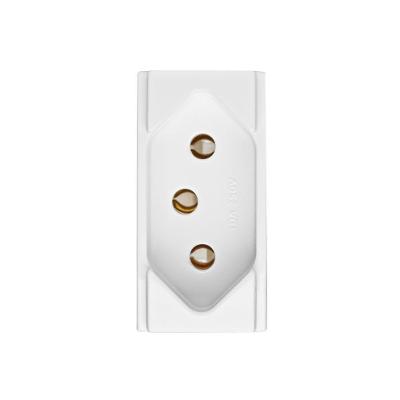 Tomada 2P+T 10A Brava com Segurança Contra Choques Branco Soprano