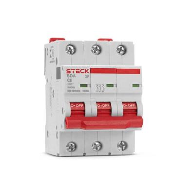 Disjuntor Tripolar SDA63C06 6A 10KA Curva C Bivolt para Protecao Eletrica Steck