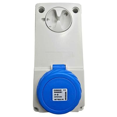 Tomada Industrial QUA4049B 3P+T 16A com Bloqueio Azul Steck 220V IP65