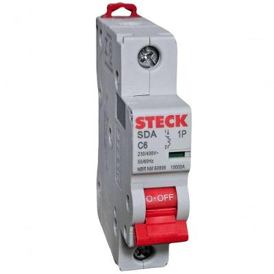 Disjuntor Monopolar SDA Curva C 6A com 10kA Bivolt Steck SDA61C06