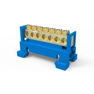 Barramento Neutro-Terra SBTN-E12N 12 Furos com Suporte DIN Azul Enerbras