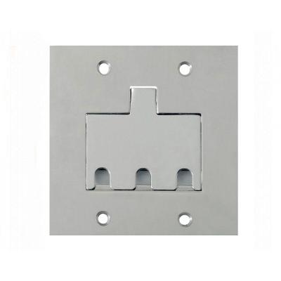 Placa de Piso para Tomadas PI44-RJ 3 Tomadas RJ45-RJ11 Inox Alto Brilho Stamplac