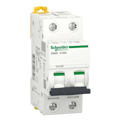 Disjuntor Modular Acti9 Ic60h 2P Proteção Sobrecarga e Curto Curva D Branco Schneider Electric 20A