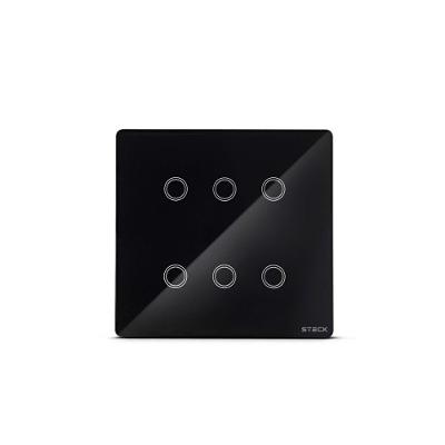 Interruptor Touch Sint6p2 Wi-Fi com Temporizador Preto Steck 6 Módulos