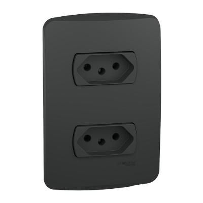 Conjunto Placa 2x4 com 2 Tomadas 2P+T 10A 250V Grafite Miluz S3B60441 Schneider Electric